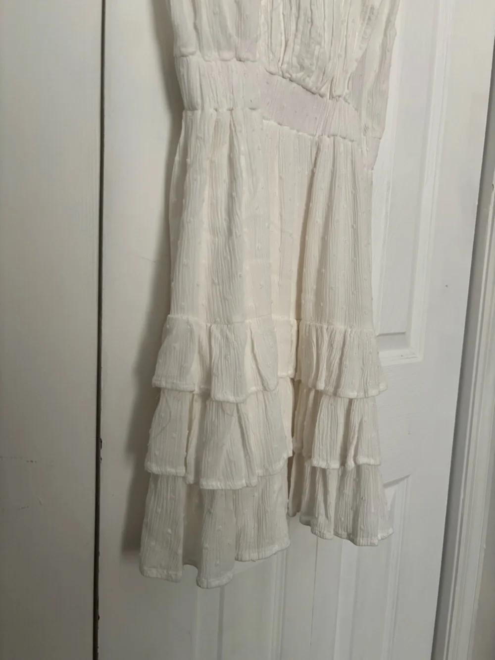 Surf Gypsy White Ruffled Neckline Mini Dress - Picture 2 of 5